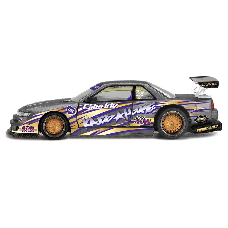 Nissan Silvia S13-R Kaido Drift V1 Greddy – Gunmetal Gray - Kaido House x Mini GT 1:64