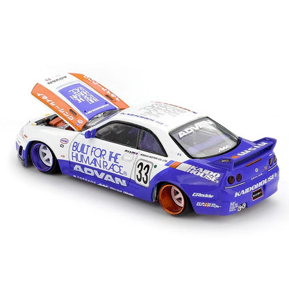 Nissan Skyline GT-R (R33) BFTHR V1 – White w/ Blue Two-tone - Kaido House x Mini GT 1:64