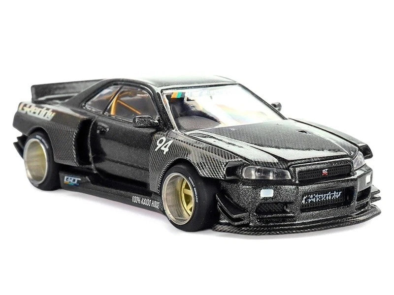 Nissan Skyline GT-R (R34) Kaido Works GReddy V2 – Black w Carbon Kaido House #222 x Mini GT 1:64