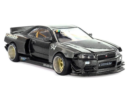 Nissan Skyline GT-R (R34) Kaido Works GReddy V2 – Black w Carbon Kaido House #222 x Mini GT 1:64