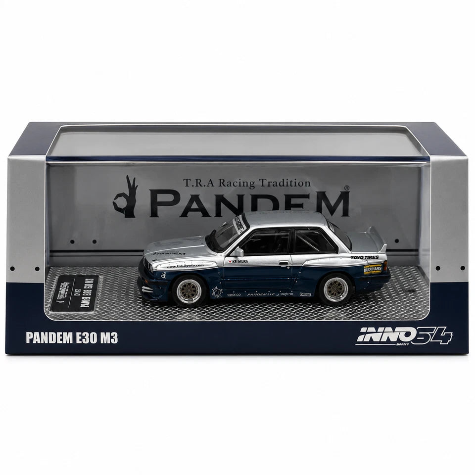 PANDEM E30 M3 Silver/Blue IN64-E30P-SILBLU INNO64 1:64 SCALE