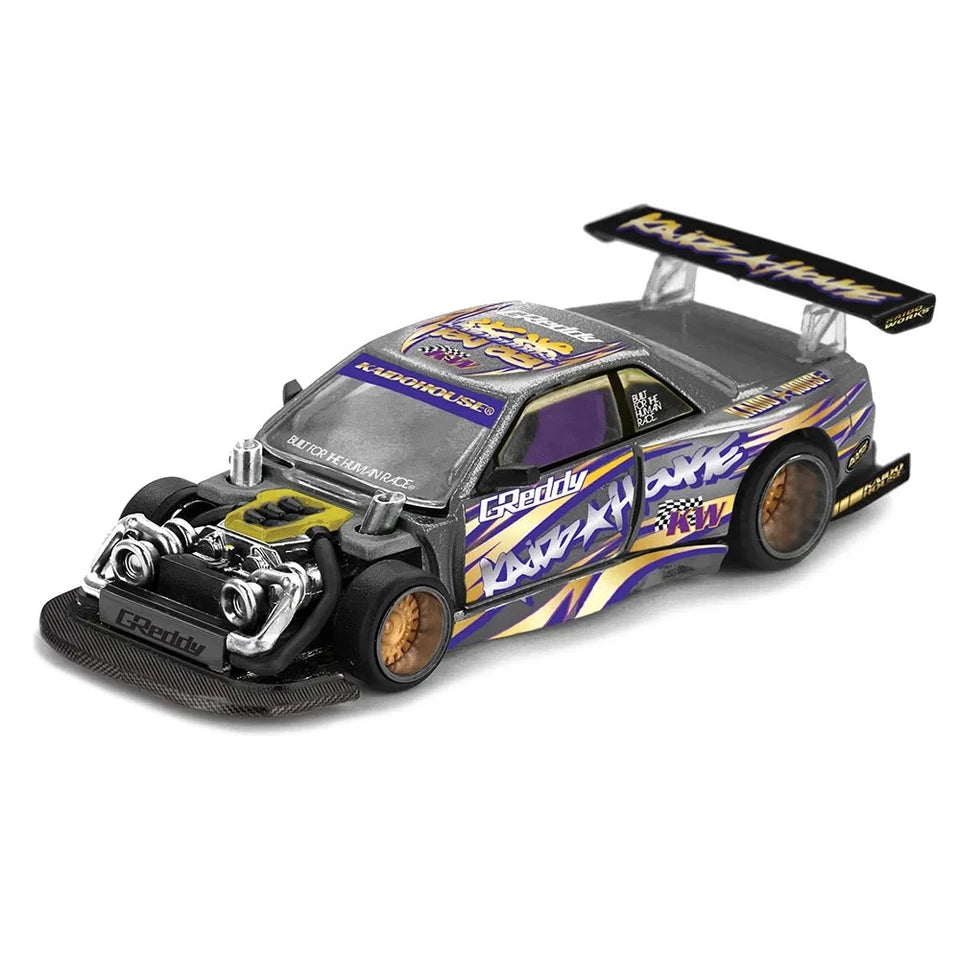 Nissan Silvia S13-R Kaido Drift V1 Greddy – Gunmetal Gray - Kaido House x Mini GT 1:64
