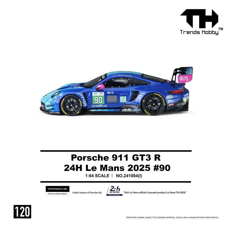 (COMING SOON) Porsche 911 GT3 R #90 2025 Le Mans 24H 1:64 Diecast Model Car