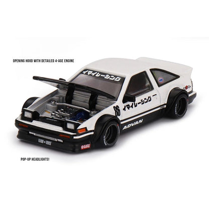 Toyota AE86 Sprinter Trueno Kaido Street V1- White Kaido House x Mini GT 1:64