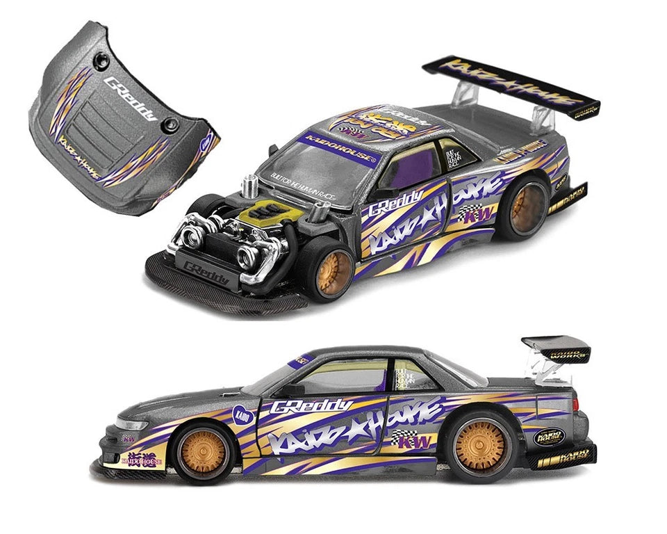 Nissan Silvia S13-R Kaido Drift V1 Greddy – Gunmetal Gray - Kaido House x Mini GT 1:64