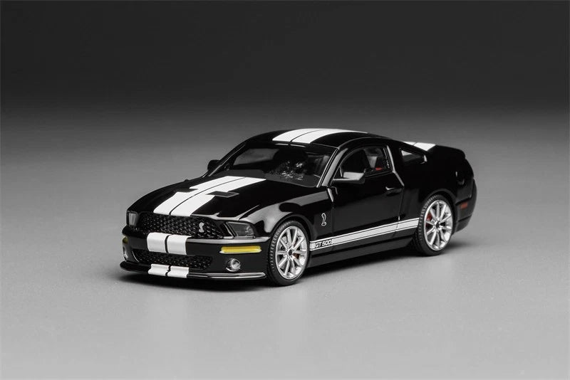 Motorhelix x Greenlight 164 Ford Mustang Shelby GT500 2007 BLACK with White Stripe GL-1251005