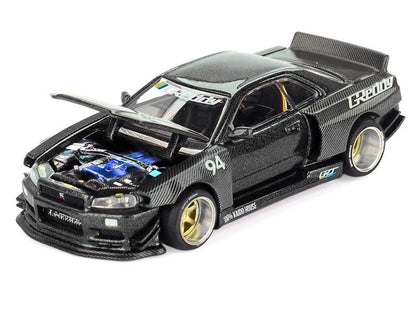 Nissan Skyline GT-R (R34) Kaido Works GReddy V2 – Black w Carbon Kaido House #222 x Mini GT 1:64