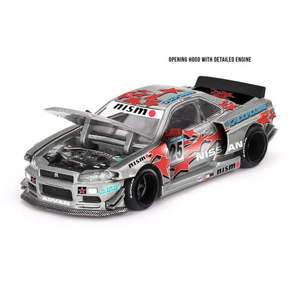 Nissan Skyline GT-R (R34) Kaido Star Racing V1- Silver - Kaido House x Mini GT 1:64