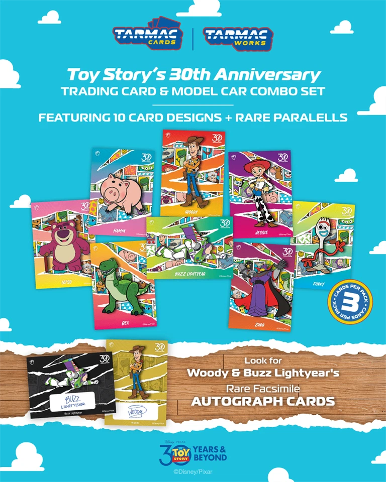 (COMING SOON) Tarmac Works HOBBY64 164 Pandem Toyota GR Yaris Toy Story - 30th Anniversary Model Car + Trading Cards Combo Set T64-080-TS2