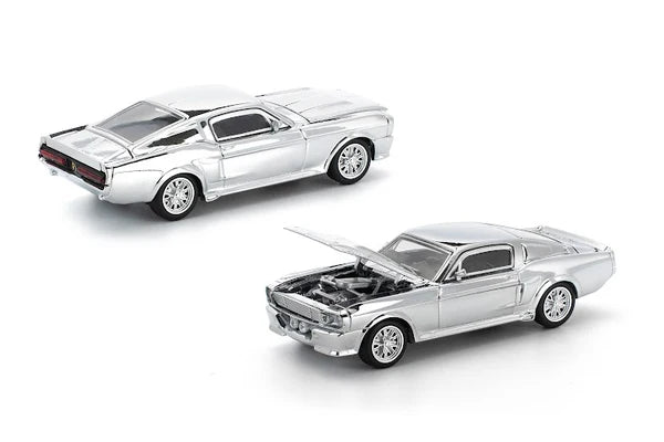 FORD SHELBY MUSTANG GT500 - SILVER CHROME PR640312 POP RACE 1:64 DIECAST MODEL
